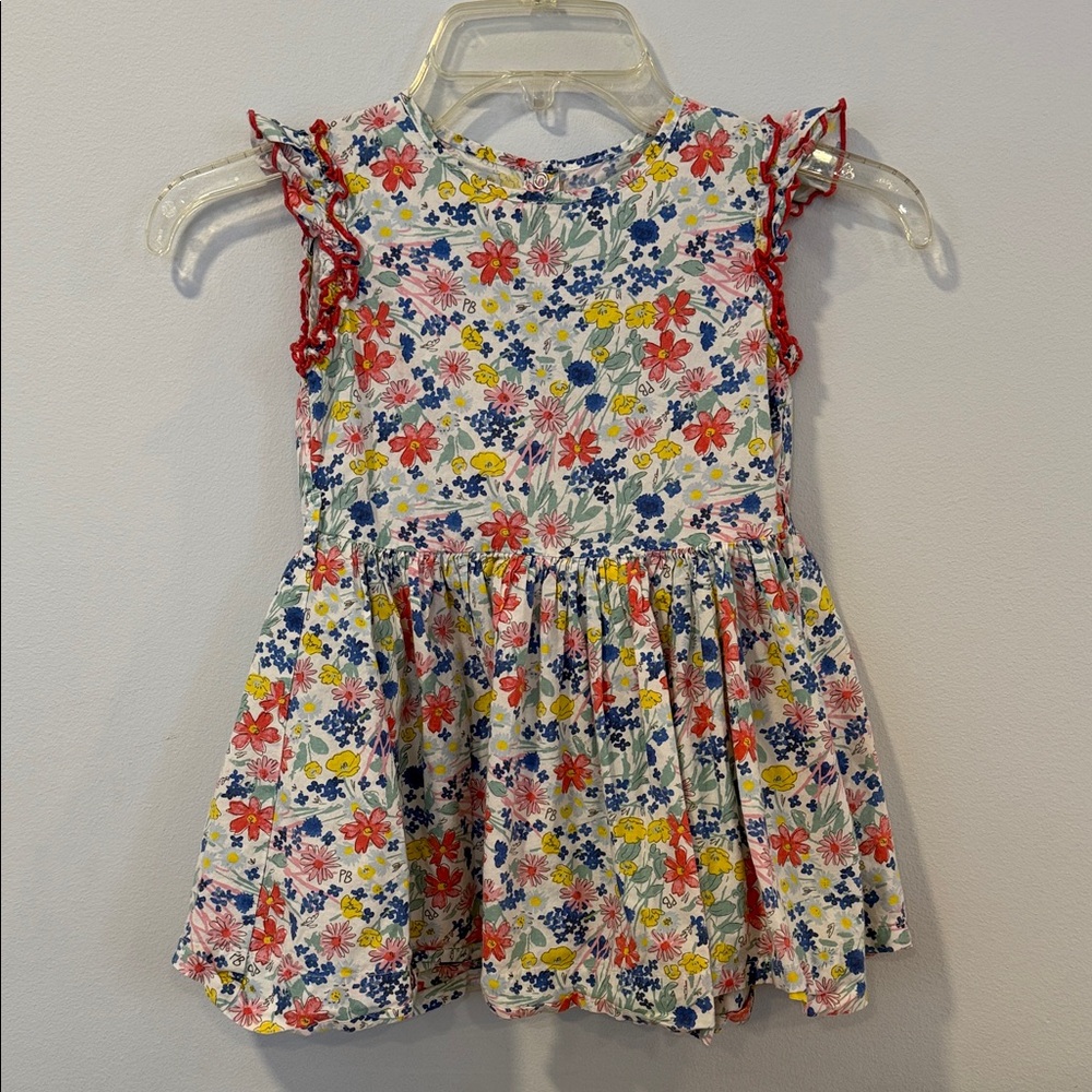 Petite Bateau Floral Ruffle-Sleeve Dress